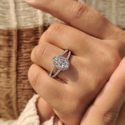 Pear Cut Split Shank Diamond Ring With Cathedral Setting