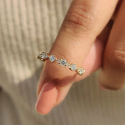 Moissanite Round Cut Milgrain Wedding Band