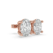 Rose Gold Oval Cut Diamond Earrings