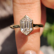 Hexagon Step Cut Bezel Setting Engagement Ring