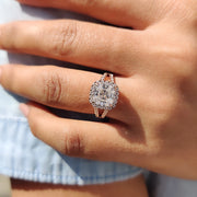 Cushion Cut Moissanite ring With Split Pave Setting