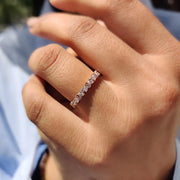 Marquise Cut Moissanite Wedding Band In Rose Gold