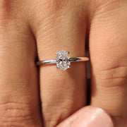 Oval Solitaire Engagement Ring With Hidden Halo