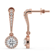 Diamond Drop Earrings - Halo Style