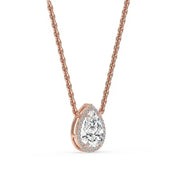 Pear Shaped Diamond Pendant - Halo Design