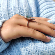 Pear Shaped Engagement Ring In Cyan Blue Stone