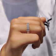 Oval Moissanite Wedding Band In Full Eternity Style