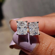 Radiant Cut Moissanite Earrings with Stud Design