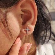 Round Cut Diamond Cross Earrings