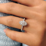 Marquise Halo Engagement Ring In Pave Band