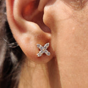 Round Cut Diamond Flower Stud Earrings