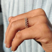 Round Cut Moissanite Wedding Band In Zig Zag Style