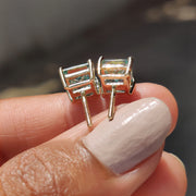 Cyan Blue Princess Cut Moissanite Earrings