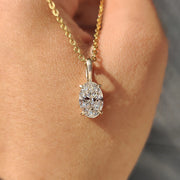 Oval Diamond Pendant With Four Claw prong