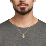Pave-Set Lab-Grown Diamond Men’s Hamsa Pendant worn by a man, showcasing its elegant design and brilliant sparkle.