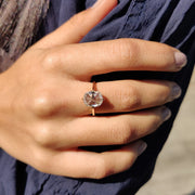 Rose Cut Cushion Hidden Halo Ring