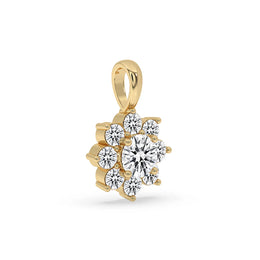 Cluster Halo Yellow Gold Diamond Pendant