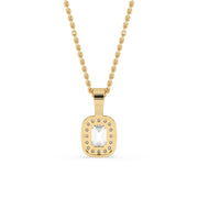 Emerald Diamond Pendant - Halo Setting