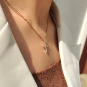 Round And Marquise Diamond Pendant In Sweden Cross Style