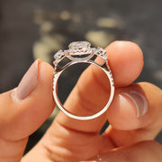 Round Cut Moissanite Engagement Ring In White Gold