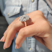 Round Old European Cut Ring With Cluster Halo Style