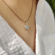 Round Diamond Gold Saturn Pendant