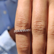 Marquise Cut Moissanite Wedding Band In Rose Gold