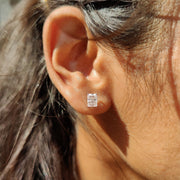 Radiant Cut Moissanite Earrings with Stud Design