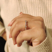 Moissanite Round Cut Milgrain Wedding Band