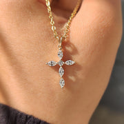 Round And Marquise Diamond Pendant In Sweden Cross Style