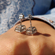 Radiant Cut Moissanite Earrings with Stud Design