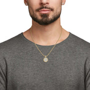 Pave-Set Lab-Grown Diamond Men's Round Medallion Pendant