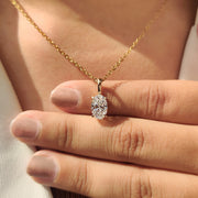 Oval Diamond Pendant With Four Claw prong