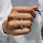 Oval Moissanite Wedding Band In Full Eternity Style