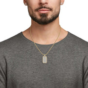 Pave-Set Lab-Grown Diamond Men’s Elongated Octagon Tag Pendant