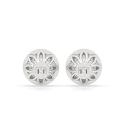 White Gold Stud Earrings With Round Diamond