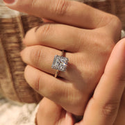 White Gold Halo Princess Cut Engagement Ring