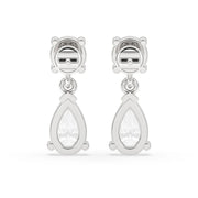 White Gold Drop Earrings - Pear & Round Diamond