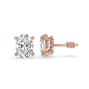 Rose Gold Oval Cut Diamond Earrings