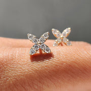 Round Cut Diamond Flower Stud Earrings