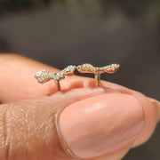 Round Cut Diamond Gold Bow Earrings