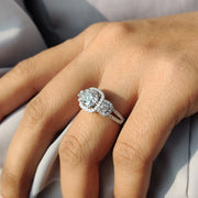 Round Cut Moissanite Engagement Ring In White Gold