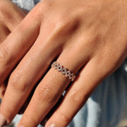 Round Cut Moissanite Wedding Band In Zig Zag Style