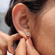 Heart Cut Moissanite Earrings Featuring Screw Back