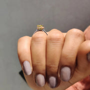 Yellow Oval Cut Engagement Ring With Halo Pave Setting