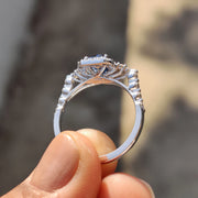 Blue Emerald Cut Engagement Ring In Muse Style