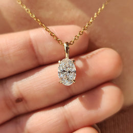 Oval Diamond Pendant With Four Claw prong