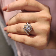 Bezel Set Round Halo Engagement Ring In Yellow Gold