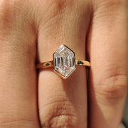Hexagon Step Cut Bezel Setting Engagement Ring