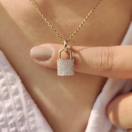 Lab Grown Round Diamond Lock Pendant